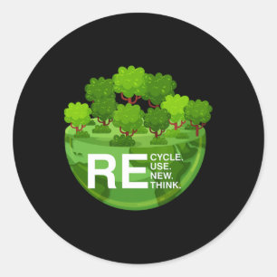 Pegatina Redonda El activismo ambiental recicla la reutilización de