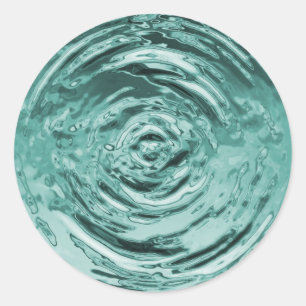 Pegatina Redonda El agua riega Verde azulado