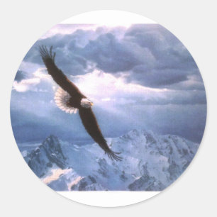 Pegatina Redonda El águila tiembla la tormenta