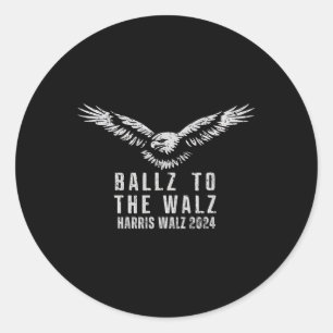 Pegatina Redonda El Águila Vintage Usa Flag Harris Waltz 2024 Ballz