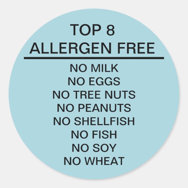 Pegatina Redonda El alergénico del top 8 libera (Anverso)