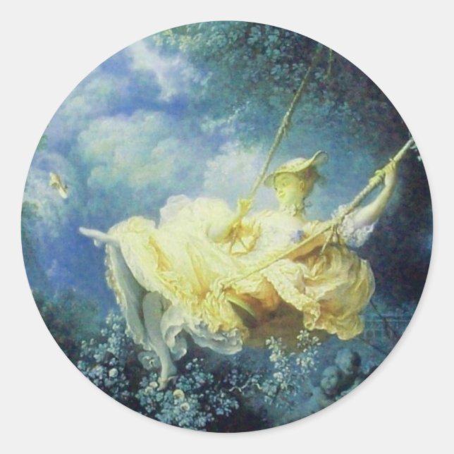 Pegatina Redonda EL amarillo azul verde giratorio (Anverso)