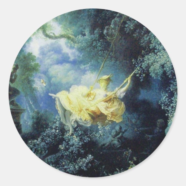 Pegatina Redonda EL amarillo azul verde giratorio (Anverso)