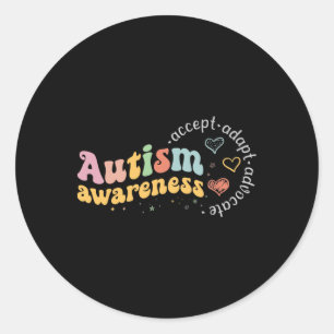 Pegatina Redonda El amor acepta la adaptación aboga por la autismo 
