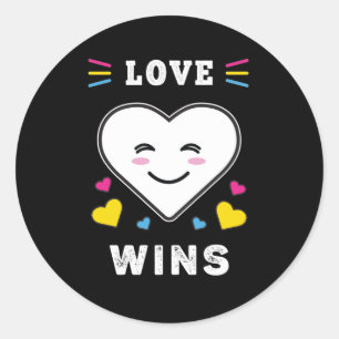 Pegatina Redonda El amor cardíaco gana el orgullo pansexual LGBTQ