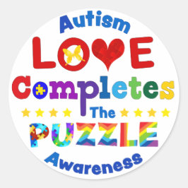 Pegatina Redonda El amor completa el rompecabezas