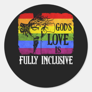 Pegatina Redonda El amor de Dios es completamente inclusivo entre l
