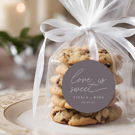 Pegatina Redonda El amor de escritura moderna es dulce Boda