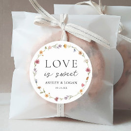 Pegatina Redonda El Amor De Las Flores Silvestres Es Favor De La Bo