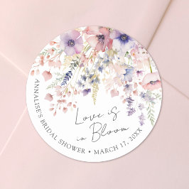 Pegatina Redonda El Amor De Las Flores Silvestres Está En La Ducha 