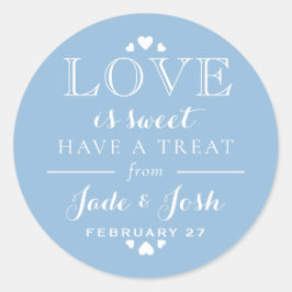 Pegatina Redonda El amor de los corazones azules franceses es un fa