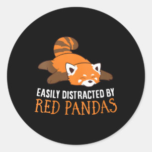 Pegatina Redonda El Amor Del Panda Rojo Distraído Fácilmente Por Lo