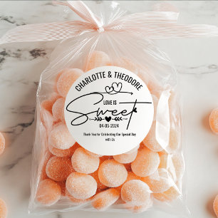 Pegatina Redonda El amor elegante es el Boda de caligrafía de coraz