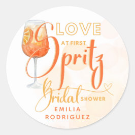 Pegatina Redonda El amor en la primera ducha de Naranja moderna SPR