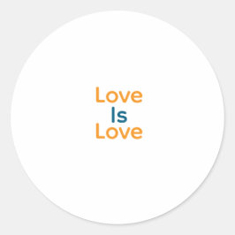 Pegatina Redonda El amor es amor naranja azul orgullo colorido LGBT