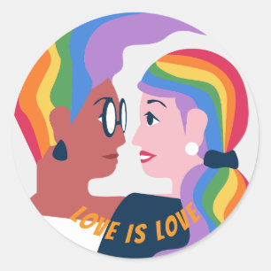 Pegatina Redonda El amor es amor Orgullo Día de San Valentín