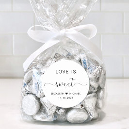 Pegatina Redonda El amor es dulce Boda Gracias