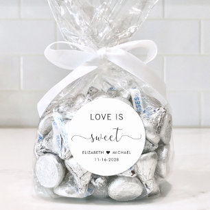 Pegatina Redonda El amor es dulce Boda Gracias