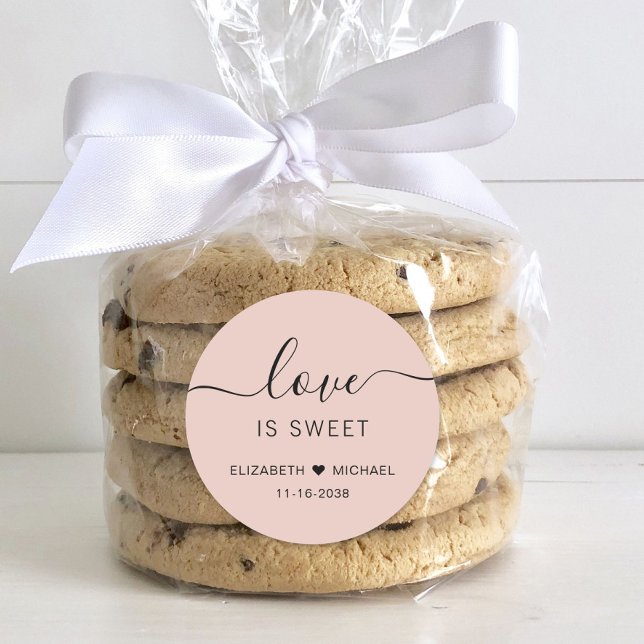 Pegatina Redonda El amor es dulce Boda rosa de Rubor (Subido por el creador)