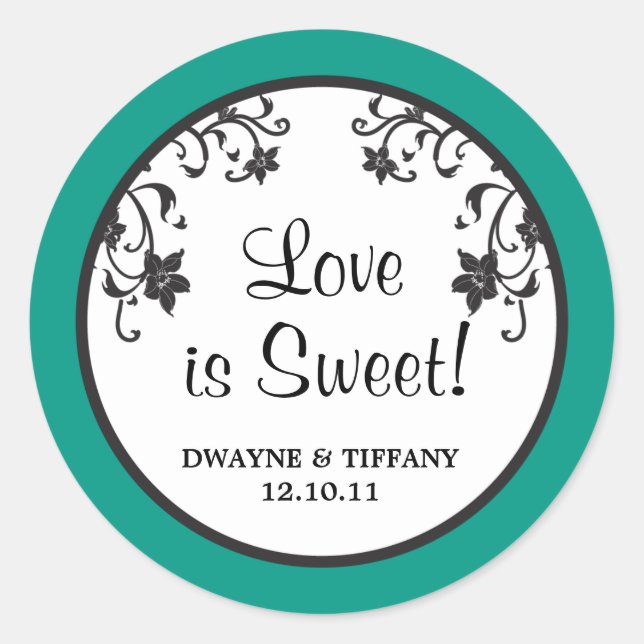 Pegatina Redonda El amor es dulce - Flores (Anverso)