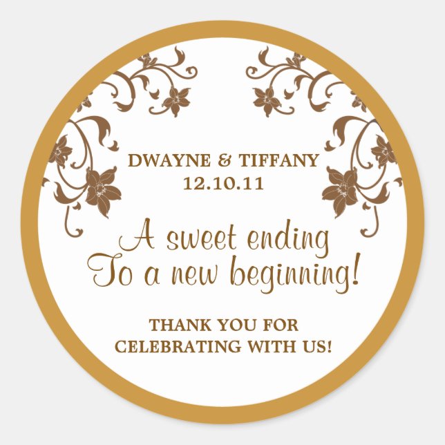 Pegatina Redonda El amor es dulce - Flores (Anverso)