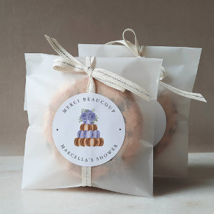 Pegatina Redonda El amor es dulce (Macaron) ducha de novia