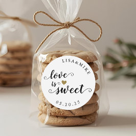 Pegatina Redonda El amor es el Personalizado dulce Script Wedding F