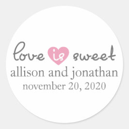 Pegatina Redonda El Amor Es Las Etiquetas De Corazón Dulces Y Moder