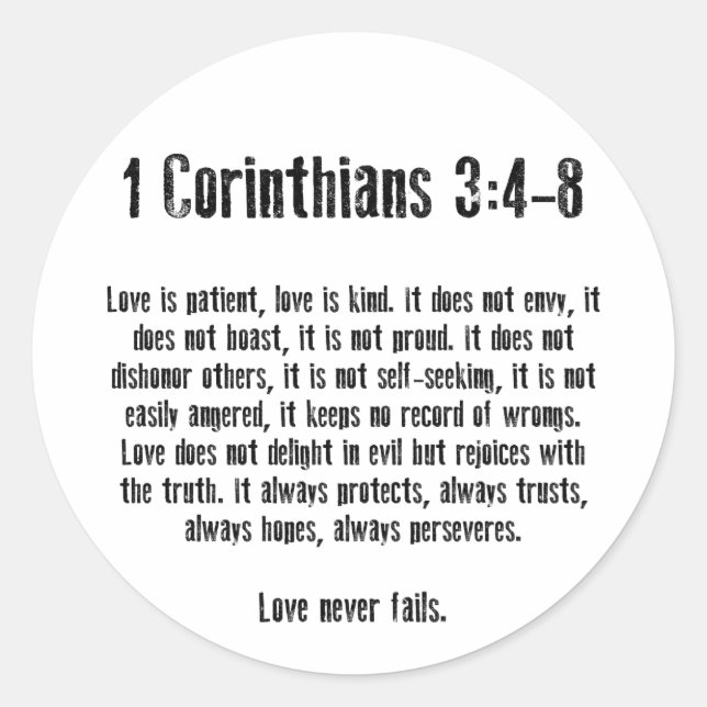 Pegatina Redonda El amor es paciente (Anverso)