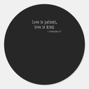 Pegatina Redonda El Amor Es Paciente El Amor Es Amable Diseño De Fe