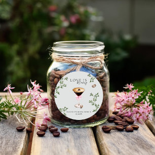 Pegatina Redonda El amor está en ebullición   Desayuno de novia con