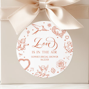 Pegatina Redonda El Amor Está en el Aire Bridal Shower del Día de S