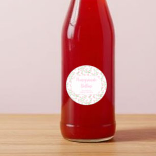 Pegatina Redonda El amor está en flor Cóctel Signature floral rosa