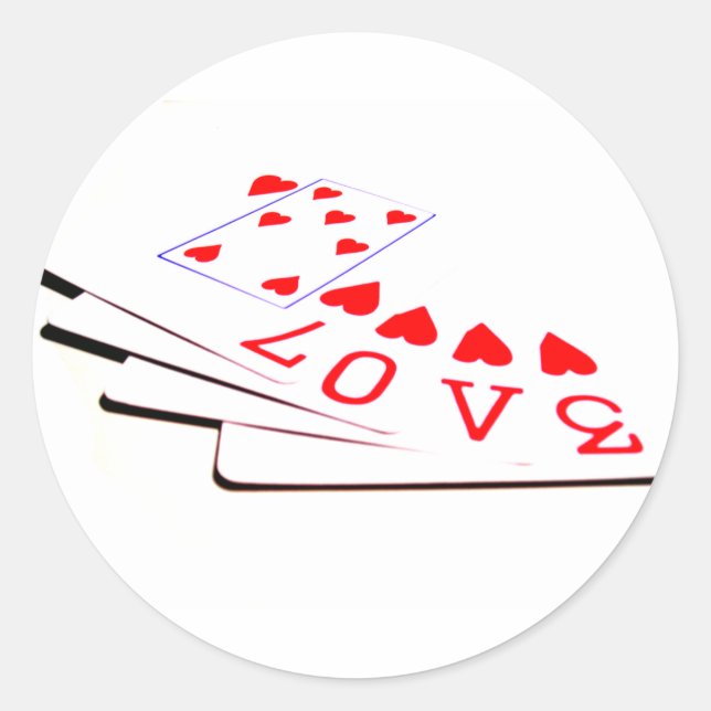 Pegatina Redonda El amor está en las tarjetas (Anverso)