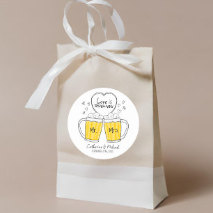 Pegatina Redonda El Amor Está Preparando Boda De Gafas De Cerveza D