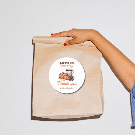 Pegatina Redonda El amor está preparando café, ducha de novias fran