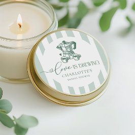 Pegatina Redonda El amor está preparando café moderno ducha de novi