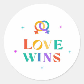 Pegatina Redonda El amor gana el arcoiris