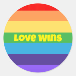 Pegatina Redonda El amor gana el moderno orgullo arcoiris lgbt Perf