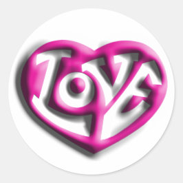 Pegatina Redonda El amor hippie rosado