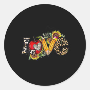 Pegatina Redonda El amor inspira al maestro de los girasoles leopar