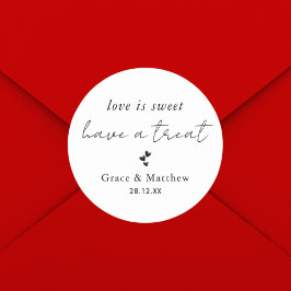 Pegatina Redonda El amor moderno y elegante es el favor de la boda 