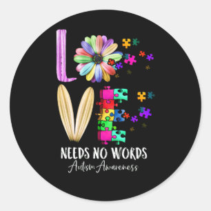 Pegatina Redonda El amor no necesita palabras concientización sobr