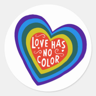 Pegatina Redonda El amor no tiene color contra el racismo/discrimin