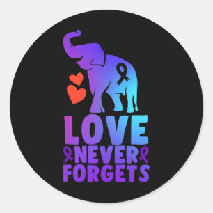 Pegatina Redonda El amor nunca olvida a Heimerheimer Elephant 1