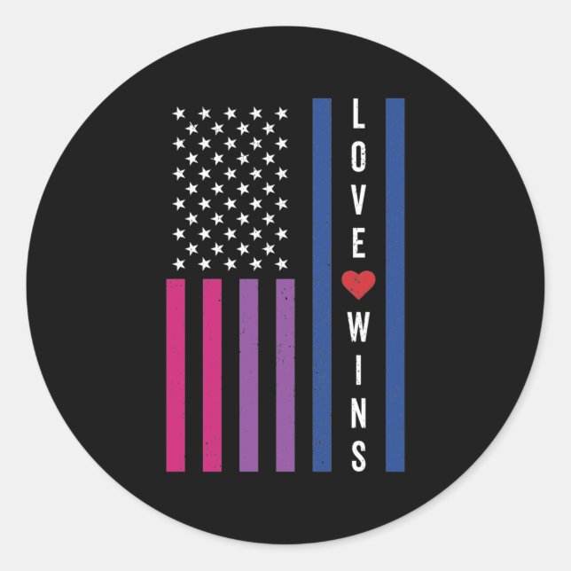 Pegatina Redonda El amor por el orgullo bisexual LGBTQ gana la band (Anverso)