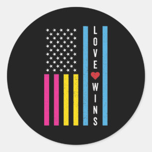 Pegatina Redonda El amor por el orgullo LGBTQ Pansexual gana la ban