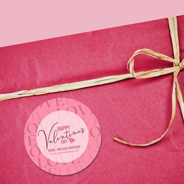 Pegatina Redonda El amor rosado moderno feliz día de San Valentín (Subido por el creador)