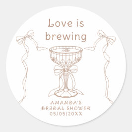 Pegatina Redonda El amor se está preparando la ducha de la novia co