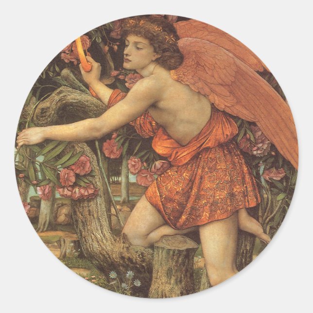 Pegatina Redonda El amor y la mucama de John Stanhope (Anverso)